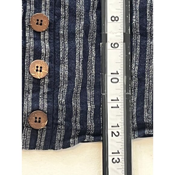 Forever 21 Blue White Linen Blend Striped Button Front Mini Skirt Medium - Picture 9 of 12